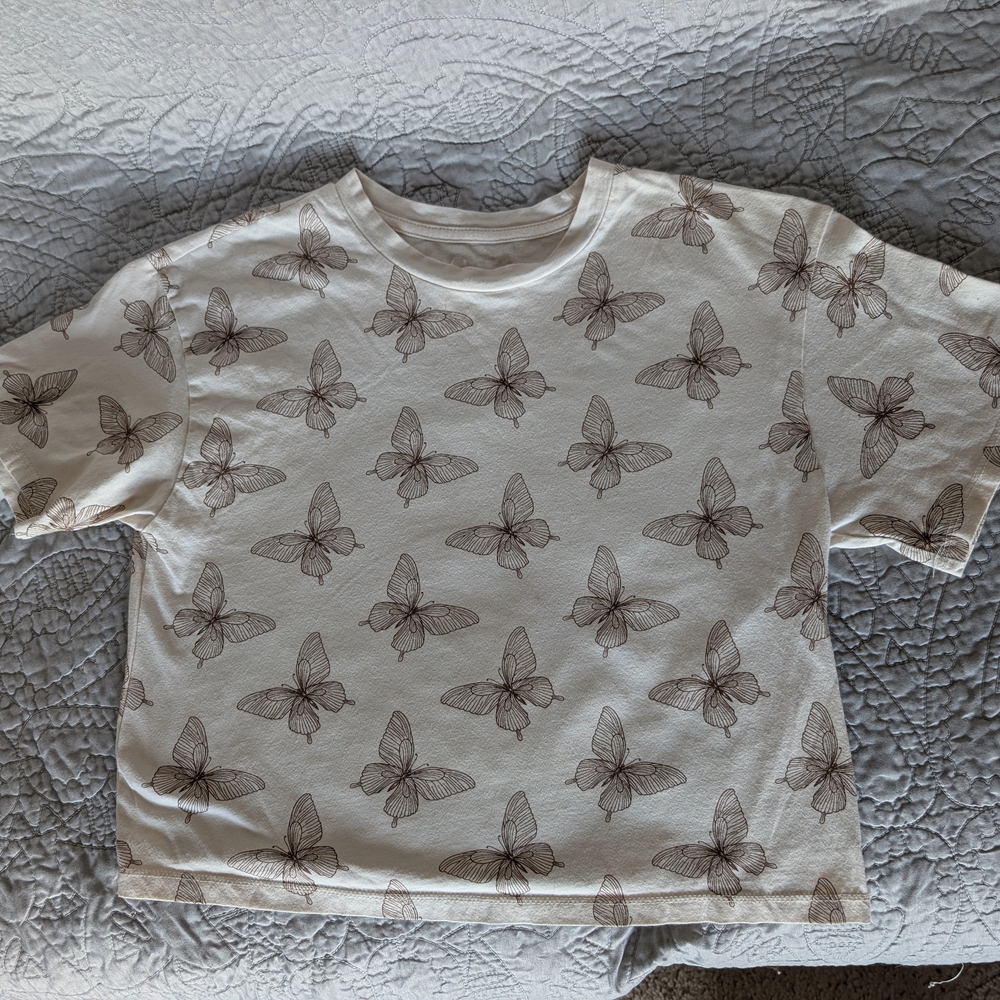 Kids White and Brown Graphic T-Shirt